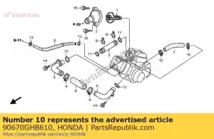 honda 90670GHB610 clamp, water hose - Bottom side