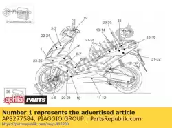 Here you can order the frame grille dec. Aprilia from Piaggio Group, with part number AP8277584: