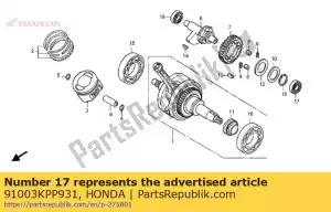 Honda 91003KPP931 rolamento, especificação de esfera radial - Lado inferior
