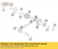 61033002100, KTM, 2 ° engranaje eje principal 610 2p16-1 ktm super duke supermoto 690 990 2004 2005 2006 2007 2008 2009 2010 2011 2012, Nuevo