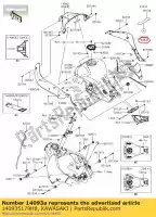 140935179H8, Kawasaki, couvercle, réservoir, rh, ébène zx1000shfa kawasaki  zx 1000 2016 2017 2018, Nouveau