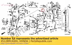 Aquí puede pedir tubería principal b, fr. Freno de Honda , con el número de pieza 45128MCA000: