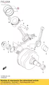 Suzuki 1214040H01 jeu de segments, piston - La partie au fond