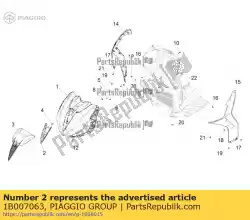 Ici, vous pouvez commander le corniche antérieure scudo auprès de Piaggio Group , avec le numéro de pièce 1B007063: