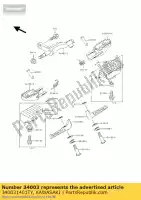 340031401TY, Kawasaki, soporte-paso, rh, violeta kawasaki klx  r e d g es f klx250 klx250r 250 , Nuevo