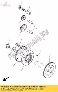 yamaha 3HE155170000 engrenagem, polia 2 - Lado inferior