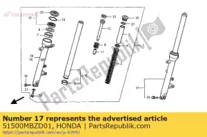 Honda 51500MBZD01 vork, l fr - Onderkant