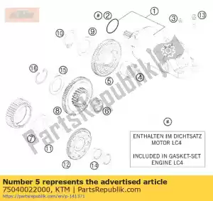 ktm 75040022000 engrenagem intermediária - Lado inferior