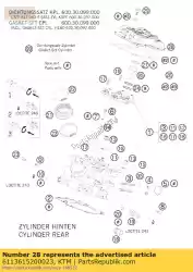 Ici, vous pouvez commander le couvercle de soupape arrière 09 auprès de KTM , avec le numéro de pièce 6113615200023: