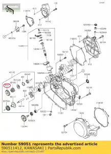 Kawasaki 590511412 espora de engrenagem - Lado inferior