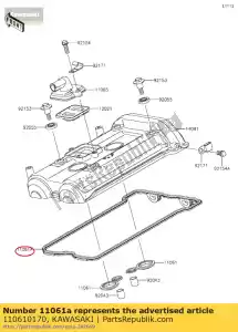 kawasaki 110610170 gasket,head cover er650a6s - Bottom side