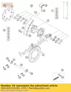 ktm 5901005105204 roda dentada traseira 52t laranja - Lado inferior