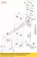 7770113202204, KTM, pinça tripla inferior cpl laranja ktm  exc xc xcf 125 250 300 350 450 500 2014 2015 2016 2017 2018 2019 2020 2021, Novo