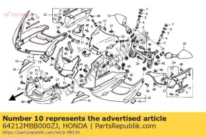 Honda 64212MBB000ZJ capucha, fr. centro * y163p * - Lado inferior