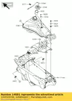 140910558, Kawasaki, deksel, brandstoftank, onder kawasaki kfx450r 450 , Nieuw