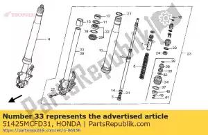 Honda 51425MCFD31 pijp, r. schuif - Onderkant