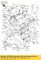 391560106, Kawasaki, pad, upp motorkap, zijkant, lh, zr750 kawasaki z 750 2005 2006, Nieuw