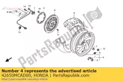 Ici, vous pouvez commander le sous-ensemble de roue., rr. Auprès de Honda , avec le numéro de pièce 42650MCAD00: