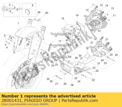 Aprilia 2B001431, Voorspatbord, OEM: Aprilia 2B001431