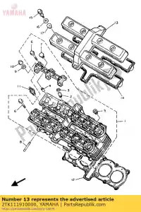 Yamaha 2TK111910000 tampa, cabeça do cilindro 1 - Lado inferior