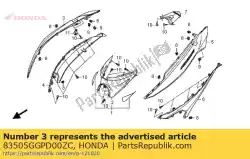 Ici, vous pouvez commander le jeu de couvertures, r. Corps supérieur (wl) * type1 * (type1) auprès de Honda , avec le numéro de pièce 83505GGPD00ZC: