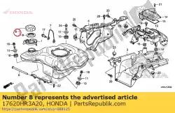 Aquí puede pedir conjunto de tapa, tanque de combustible de Honda , con el número de pieza 17620HR3A20: