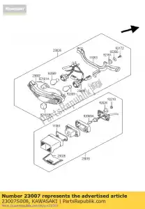 Kawasaki 23007S008 lens-comp,tail lamp - Bottom side