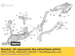 Aprilia AP8119538, Tuyau echappement avant, OEM: Aprilia AP8119538