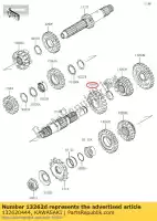 132620444, Kawasaki, gear,output 3rd,19t klx450a8f kawasaki  klx 450 2008 2009 2010 2011 2012 2013 2014 2015 2016 2017 2018 2019 2020 2021, New