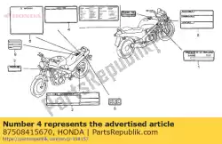 merk, radiator voorzichtigheid van Honda, met onderdeel nummer 87508415670, bestel je hier online: