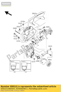 Kawasaki 5502210806H cover-koplamp, blauw + - Onderkant