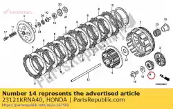 Aquí puede pedir engranaje, transmisión primaria (18t) de Honda , con el número de pieza 23121KRNA40: