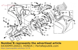 Aquí puede pedir conjunto de capucha, r. Medio (wl) de Honda , con el número de pieza 64300MFL000ZJ: