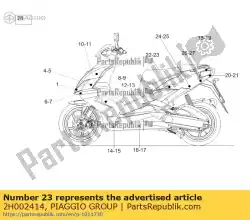 Here you can order the left front band tail fairing decal from Piaggio Group, with part number 2H002414: