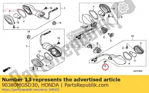 honda 90380MGSD30 schroef, speciaal, 6x8 - Onderkant