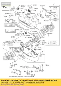 Kawasaki 140911751 couvercle, serrure de sacoche, rr, lh - La partie au fond