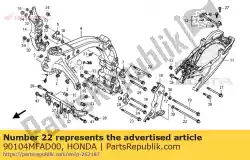 Ici, vous pouvez commander le boulon, support de moteur, 12x312 auprès de Honda , avec le numéro de pièce 90104MFAD00: