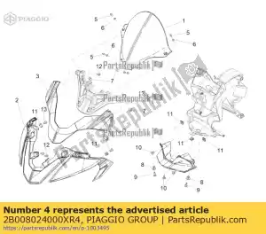 Piaggio Group 2B008024000XR4 chiusura inferior frontale - Lado inferior