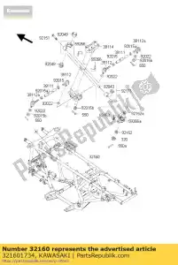 kawasaki 321601734 frame-comp kvf650-a1 - Lado inferior