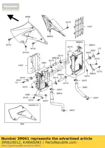 kawasaki 390610012 radiatore-assy, ??sinistra kx125-m1 - Il fondo