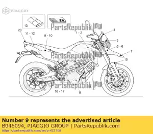 Piaggio Group B046094 rh decalque da carenagem traseira dorsoduro italia - Lado inferior