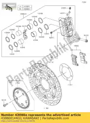 caliper-sub-assy, ?? Fr, rh, b zx100 van Kawasaki, met onderdeel nummer 430800144DJ, bestel je hier online: