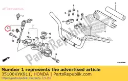 Aquí puede pedir interruptor de montaje., encendido de Honda , con el número de pieza 35100KYK911: