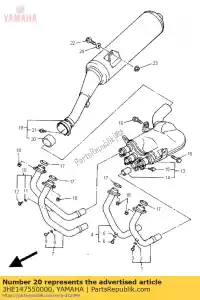 yamaha 3HE147550000 junta, silenciador - Lado inferior