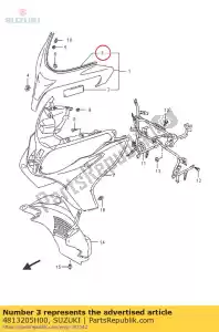 Suzuki 4813205H00 moldagem, fr perna - Lado inferior