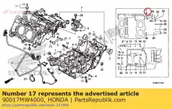 Aqui você pode pedir o parafuso, flange, 6x85 em Honda , com o número da peça 90017MW4000: