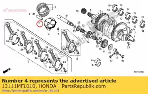 honda 13111MFL010 pasador, pistón - Lado inferior