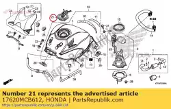 Here you can order the cap comp fuel fil from Honda, with part number 17620MCB612: