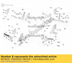Qui puoi ordinare staffa poggiapiedi anteriore sinistro da Piaggio Group , con numero parte 897829: