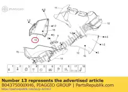 Here you can order the rh lat. Fairing. Grey from Piaggio Group, with part number B04375000XH6: